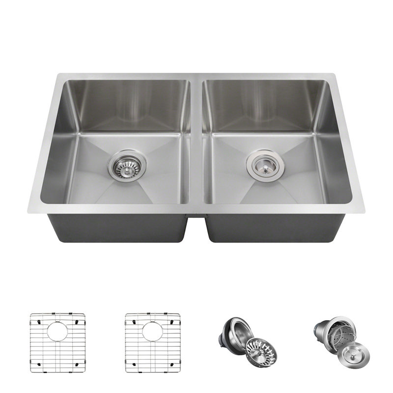 MRDirect Stainless Steel 31" x 18" Double Basin Undermount Kitchen Sink